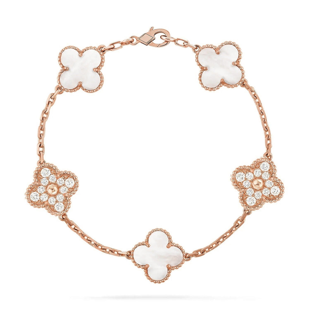 [OAKJURI Jewelry]CLOVER WHITE PEARL MOP 5 MOTIF BRACELET COLLECTION