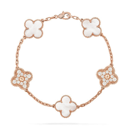 [OAKJURI Jewelry]CLOVER WHITE PEARL MOP 5 MOTIF BRACELET COLLECTION