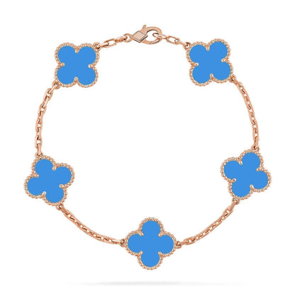 [OAKJURI Jewelry] CLOVER 5 MOTIF BLUE AGATE BRACELET COLLECTION