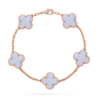 [OAKJURI Jewelry] CLOVER 5 MOTIF PURPLE CHALCEDONY BRACELET COLLECTION