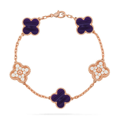 [OAKJURI Jewelry]CLOVER 5 MOTIF PURPLE STRIPES BRACELET COLLECTION