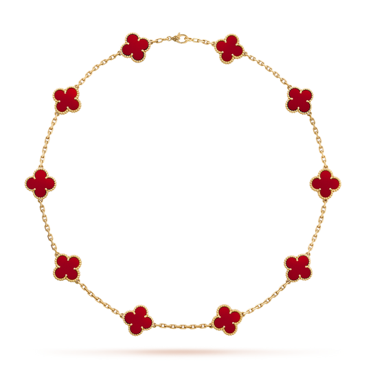 [OAKJURI Jewelry]CLOVER 10 MOTIFS CARNELIAN NECKLACE