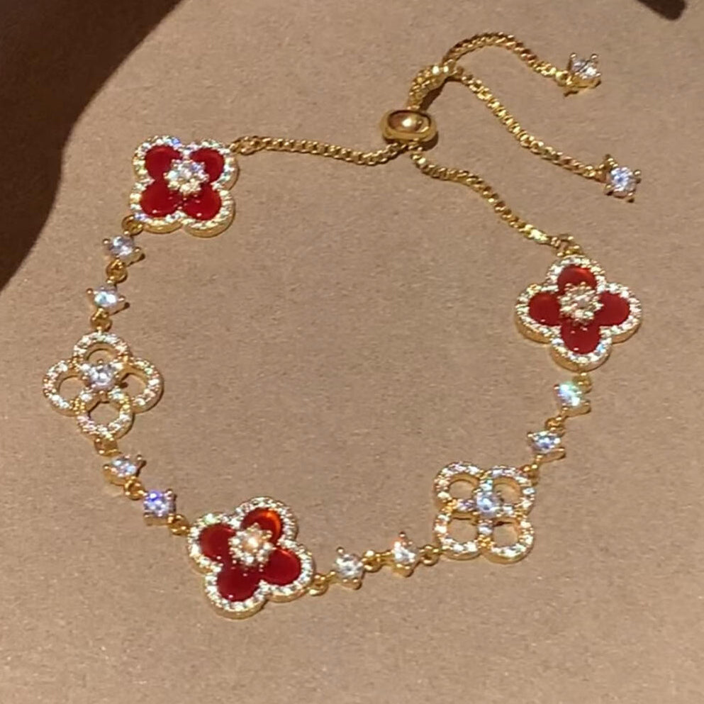 [OAKJURI Jewelry]CLOVER 5 MOTIF PINK BLUE RED WHITE BRACELET