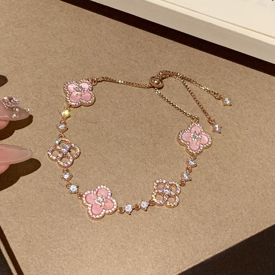 [OAKJURI Jewelry]CLOVER 5 MOTIF PINK BLUE RED WHITE BRACELET