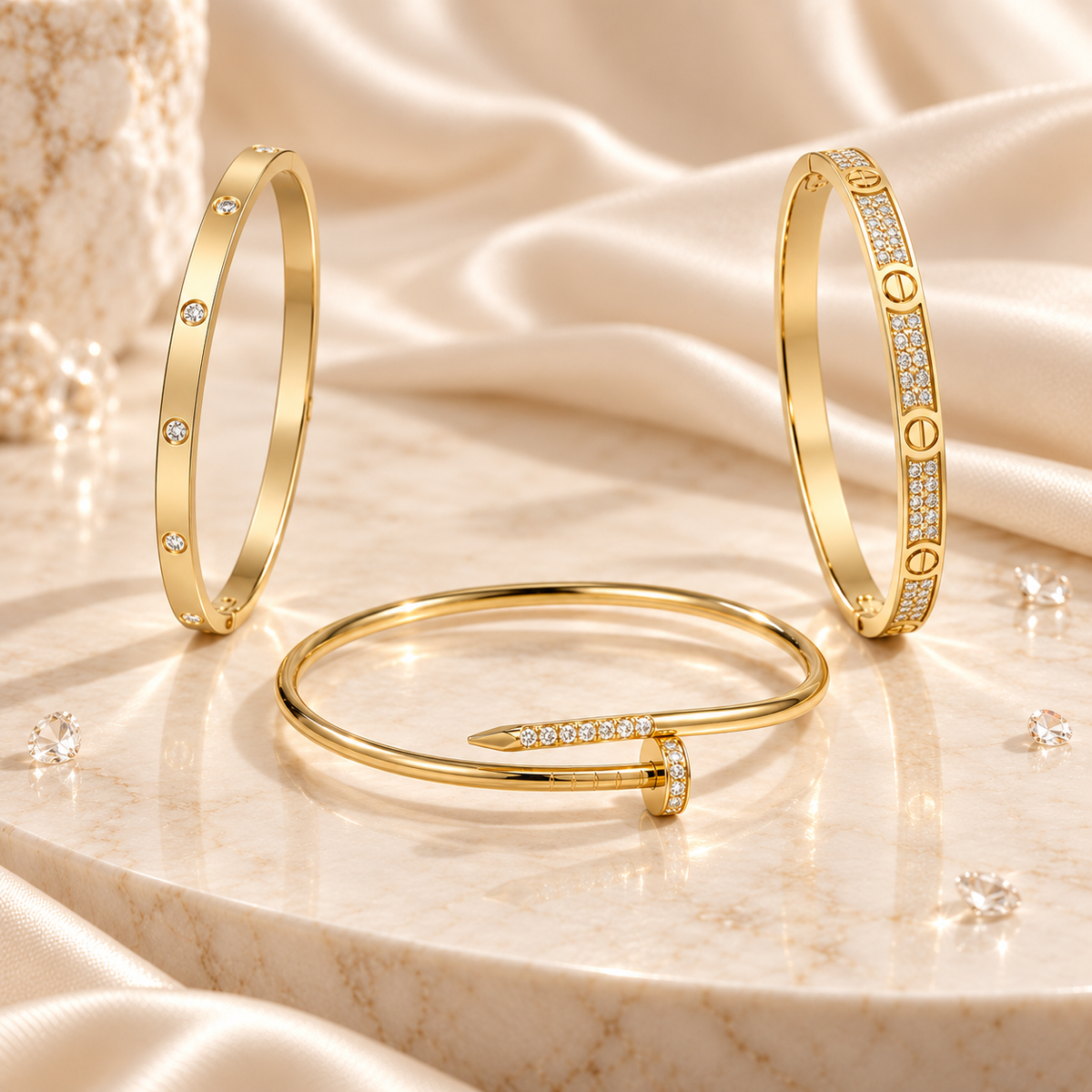 [OAKJURI Jewelry] JUSTE Diamond & LOVE Diamond Bracelet Stack Set