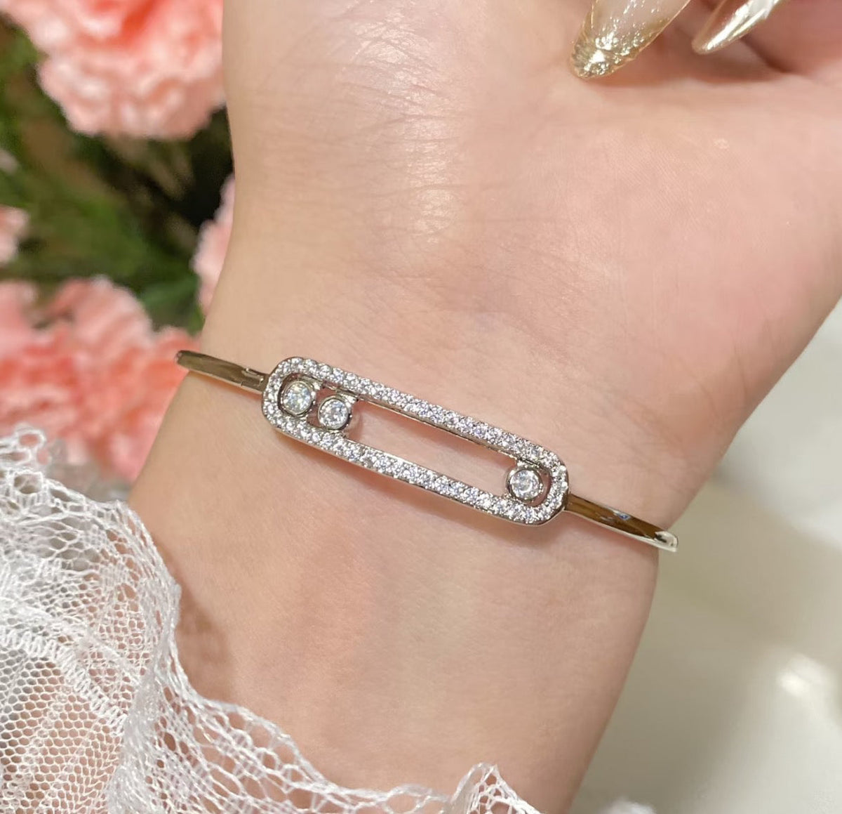 [OAKJURI Jewelry]Move Pavé Diamond Bangle Bracelet M