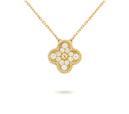 [OAKJURI Jewelry]CLOVER 15MM DIAMOND SINGLE FLOWER NECKLACE COLLECTION