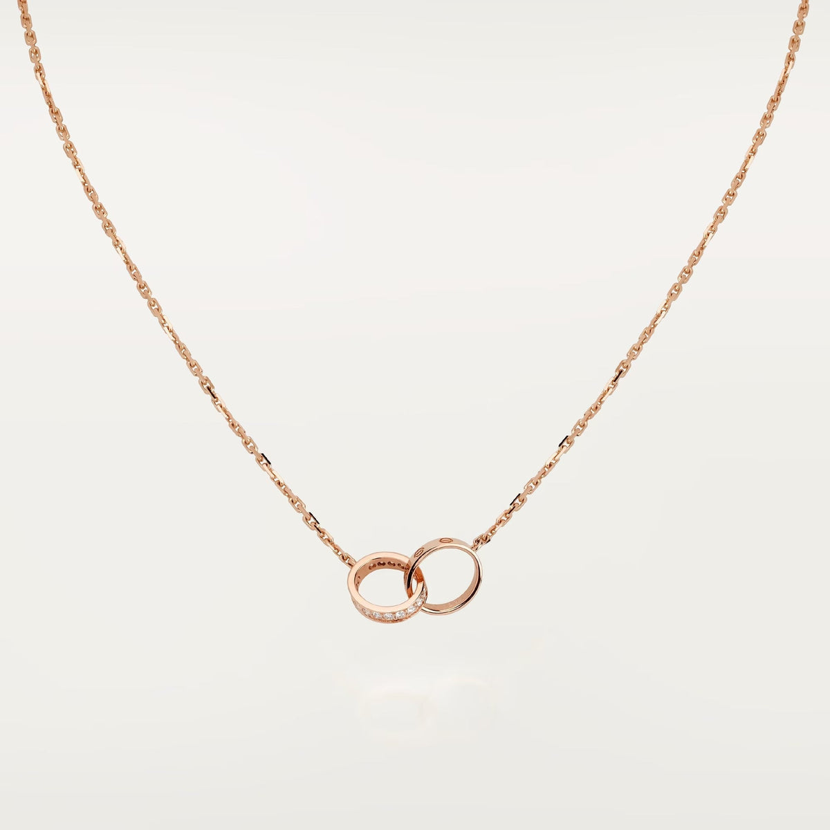 [OAKJURI Jewelry] LOVE DOUBLE RING HALF DIAMOND NECKLACE