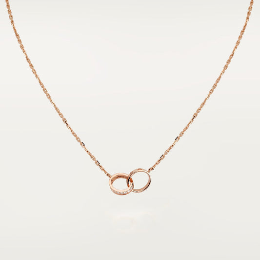 [OAKJURI Jewelry] LOVE DOUBLE RING HALF DIAMOND NECKLACE