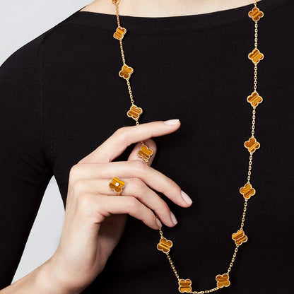 [OAKJURI Jewelry]CLOVER 20 MOTIFS TIGER EYE ROSE GOLD