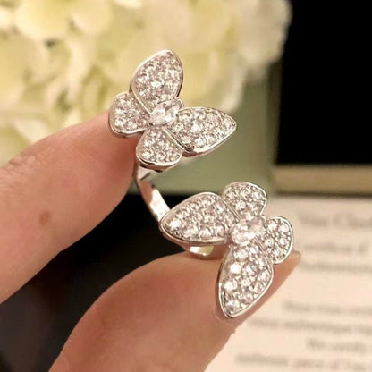 [OAKJURI Jewelry]TWIN SILVER BUTTERFLY DIAMOND RING