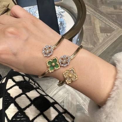 [OAKJURI Jewelry JEWELRY] OPERA TULLE  GOLD BRACELET WITH ENAMEL BACKGROUND