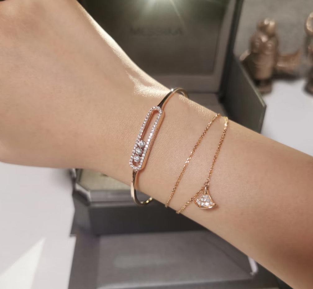[OAKJURI Jewelry]Move Pavé Diamond Bangle Bracelet M