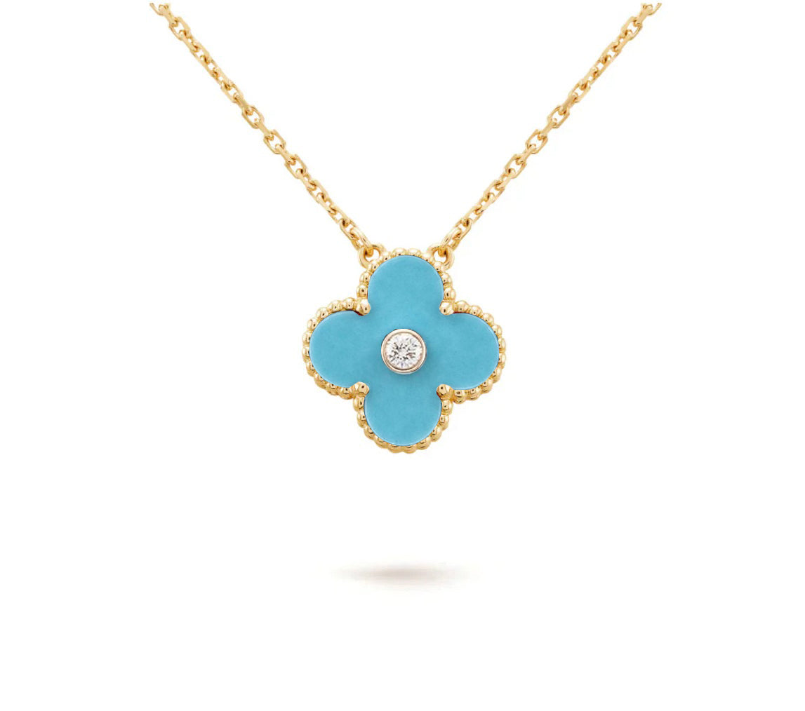 [OAKJURI Jewelry]CLOVER 15MM DIAMOND SINGLE FLOWER NECKLACE COLLECTION