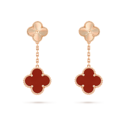 [OAKJURI Jewelry]CLOVER 2 MOTIF  LASER CARNELIAN EARRINGS