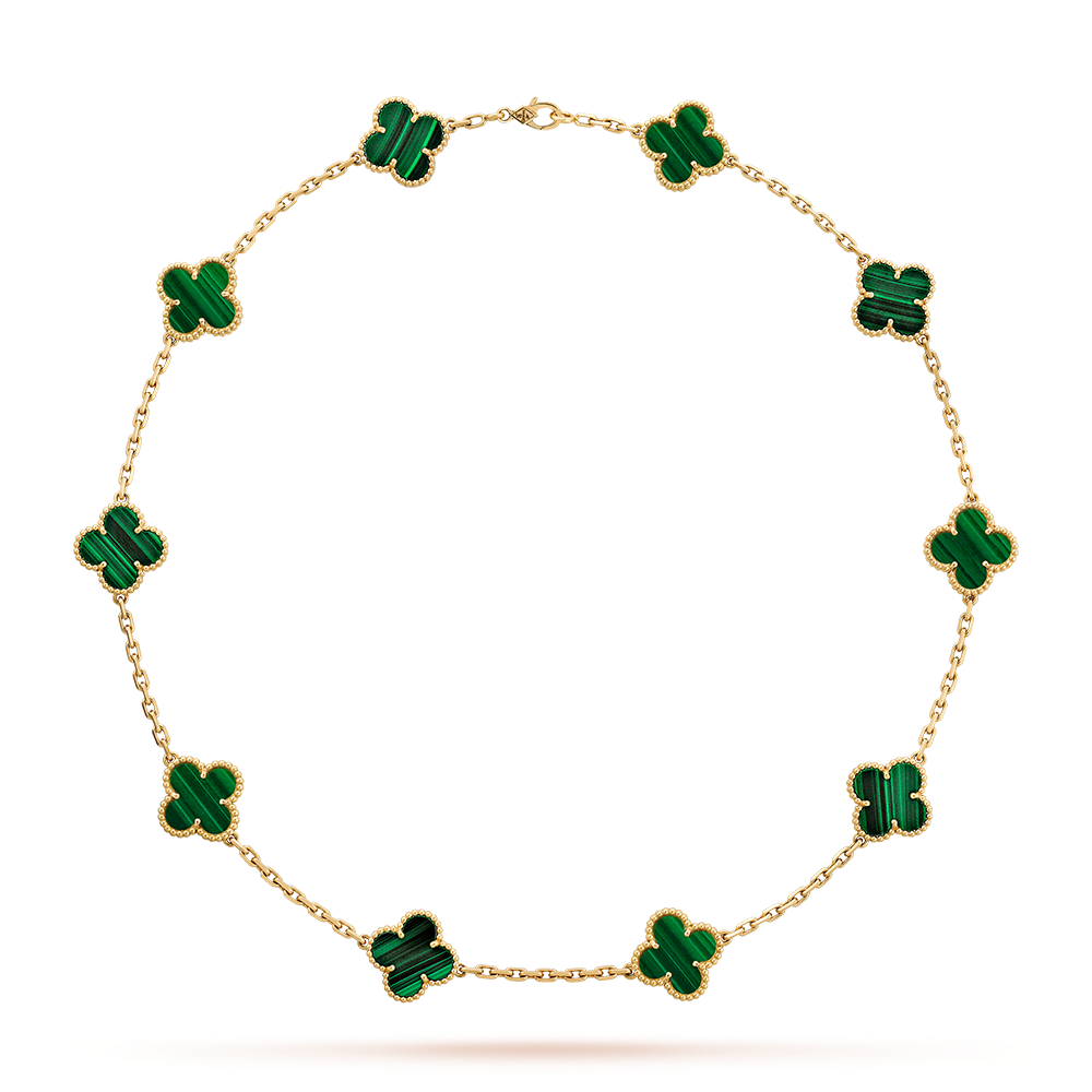 [OAKJURI Jewelry]CLOVER 10 MOTIFS MALACHITE NECKLACE