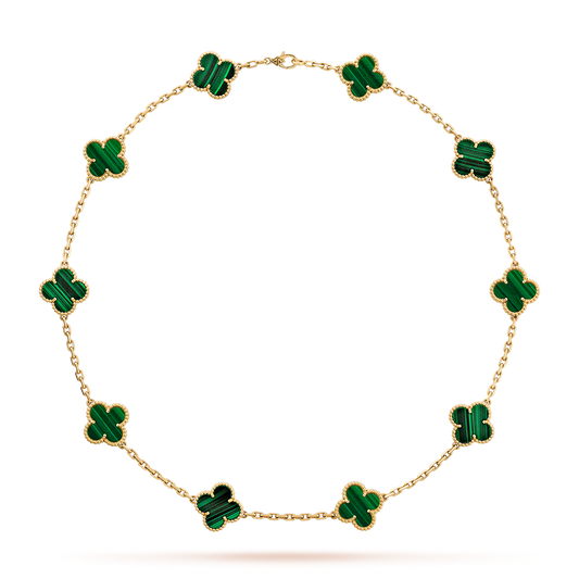 [OAKJURI Jewelry]CLOVER 10 MOTIFS MALACHITE NECKLACE