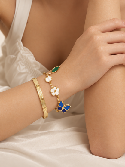 [OAKJURI Jewelry] Lucky Spring Butterfly 5-Motif & LOVE Unlimited Bracelet Stack Set