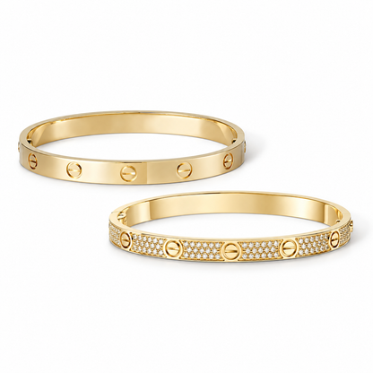 [OAKJURI Jewelry] LOVE  Classic & Diamond-Paved Bracelet Stack Set