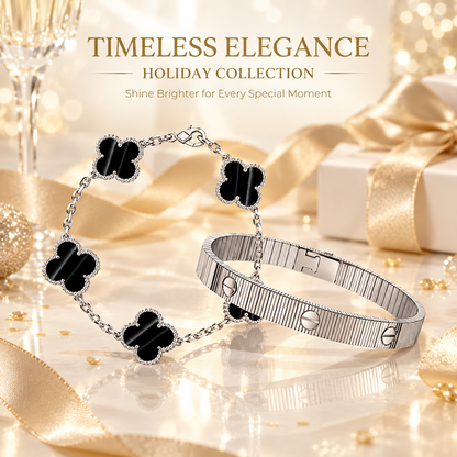 [OAKJURI Jewelry] Clover 5-Motif & LOVE Unlimited Bracelet Set