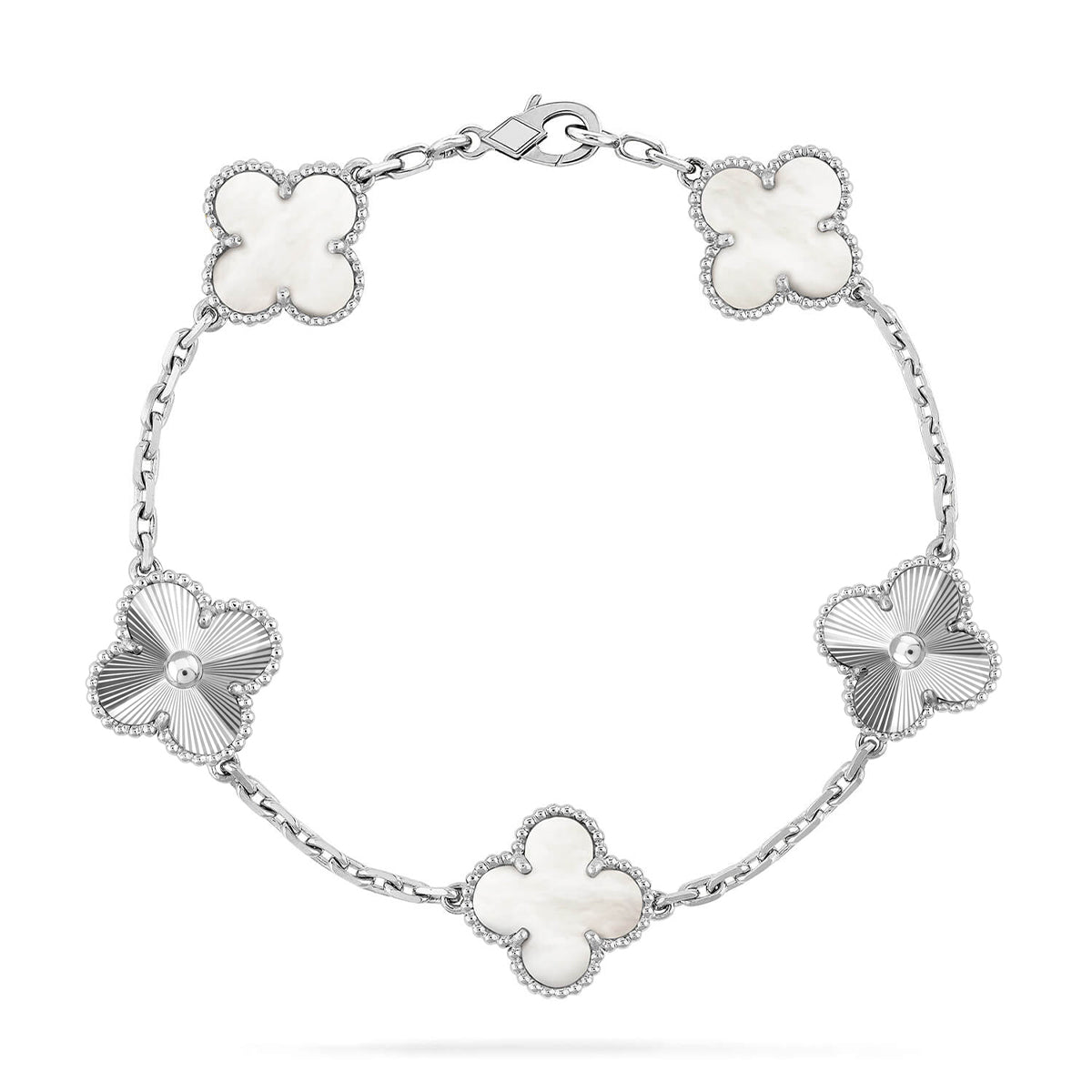 [OAKJURI Jewelry]CLOVER WHITE PEARL MOP 5 MOTIF BRACELET COLLECTION