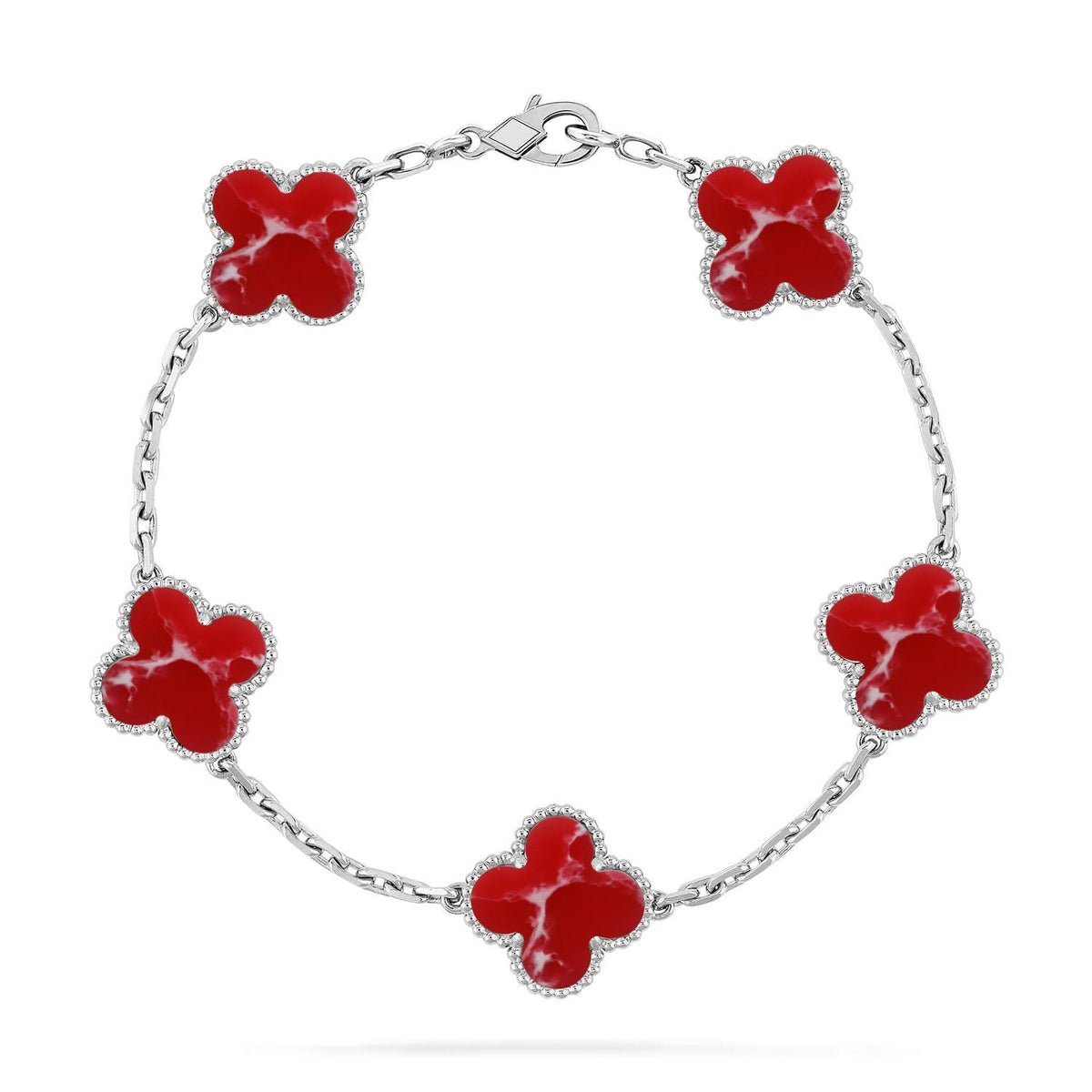 [OAKJURI Jewelry]CLOVER 5 MOTIF RED PATTERN BRACELET COLLECTION