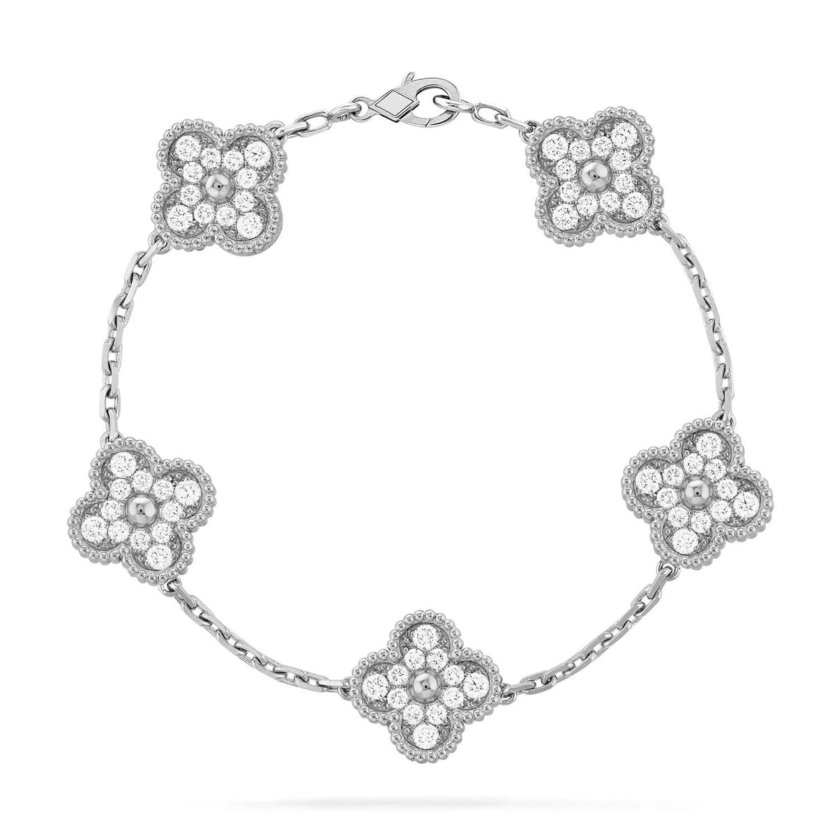 [OAKJURI Jewelry] CLOVER 5 MOTIF FULL DIAMOND BRACELET COLLECTION