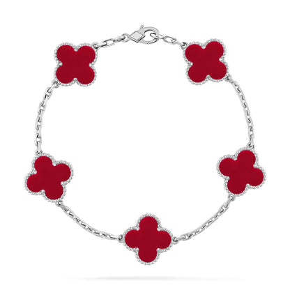 [OAKJURI Jewelry] CLOVER 5 MOTIF RED CORNELIAN BRACELET COLLECTION