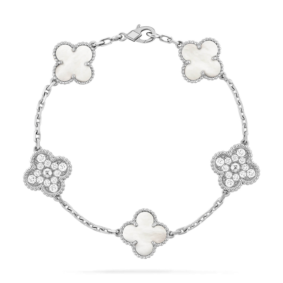 [OAKJURI Jewelry]CLOVER WHITE PEARL MOP 5 MOTIF BRACELET COLLECTION