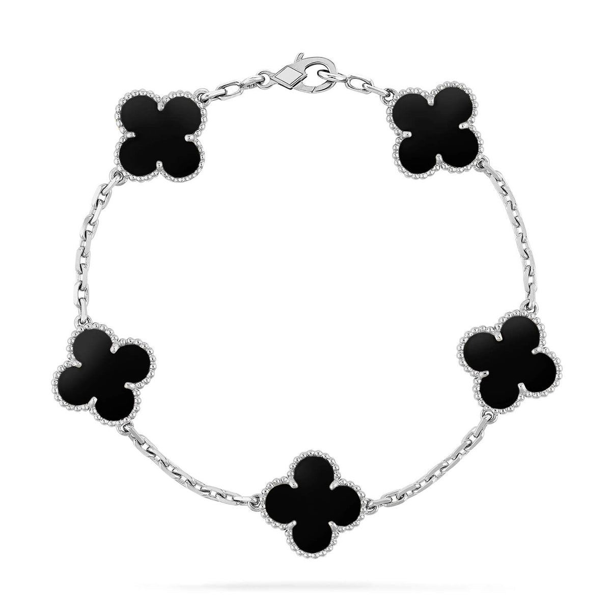[OAKJURI Jewelry]Clover & Love Sliver 2-Piece Bracelet Stack Set