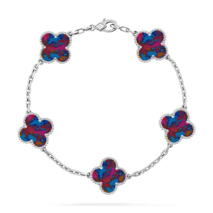 [OAKJURI Jewelry]CLOVER 5 MOTIF COLOR GEMSTONES BRACELET COLLECTION