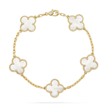 [OAKJURI Jewelry]CLOVER WHITE PEARL MOP 5 MOTIF BRACELET COLLECTION