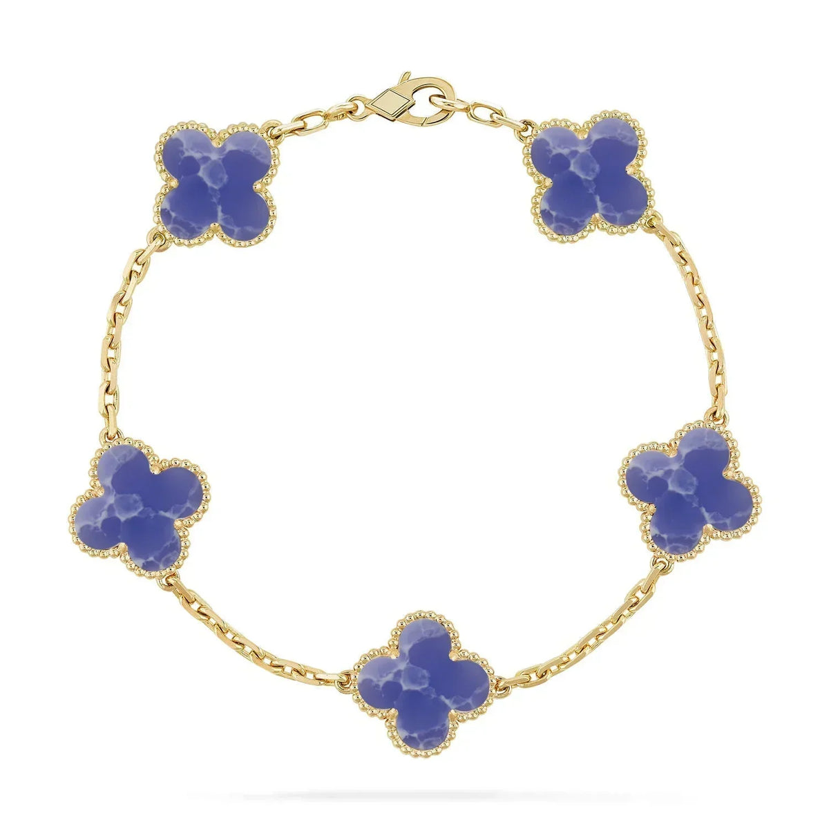 [OAKJURI Jewelry] LOVE & JUSTE & Blue Veins Clover 5-Motif Diamond Bracelet Stack Set