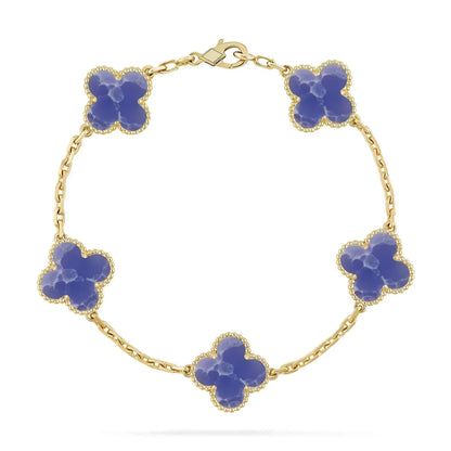 [OAKJURI Jewelry] LOVE & JUSTE & Blue Veins Clover 5-Motif Diamond Bracelet Stack Set