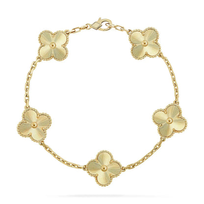 [OAKJURI Jewelry] CLASH & Clover Laser 5-Motif & LOVE Brushed Bracelet Stack Set