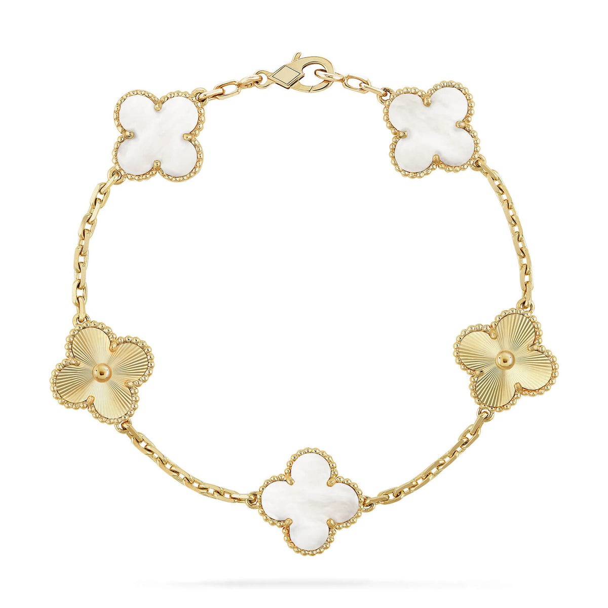 [OAKJURI Jewelry]CLOVER WHITE PEARL MOP 5 MOTIF BRACELET COLLECTION