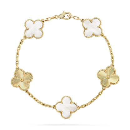 [OAKJURI Jewelry]CLOVER WHITE PEARL MOP 5 MOTIF BRACELET COLLECTION