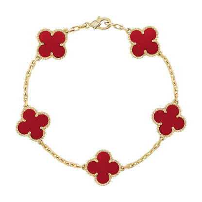[OAKJURI Jewelry] CLOVER 5 MOTIF RED CORNELIAN BRACELET COLLECTION