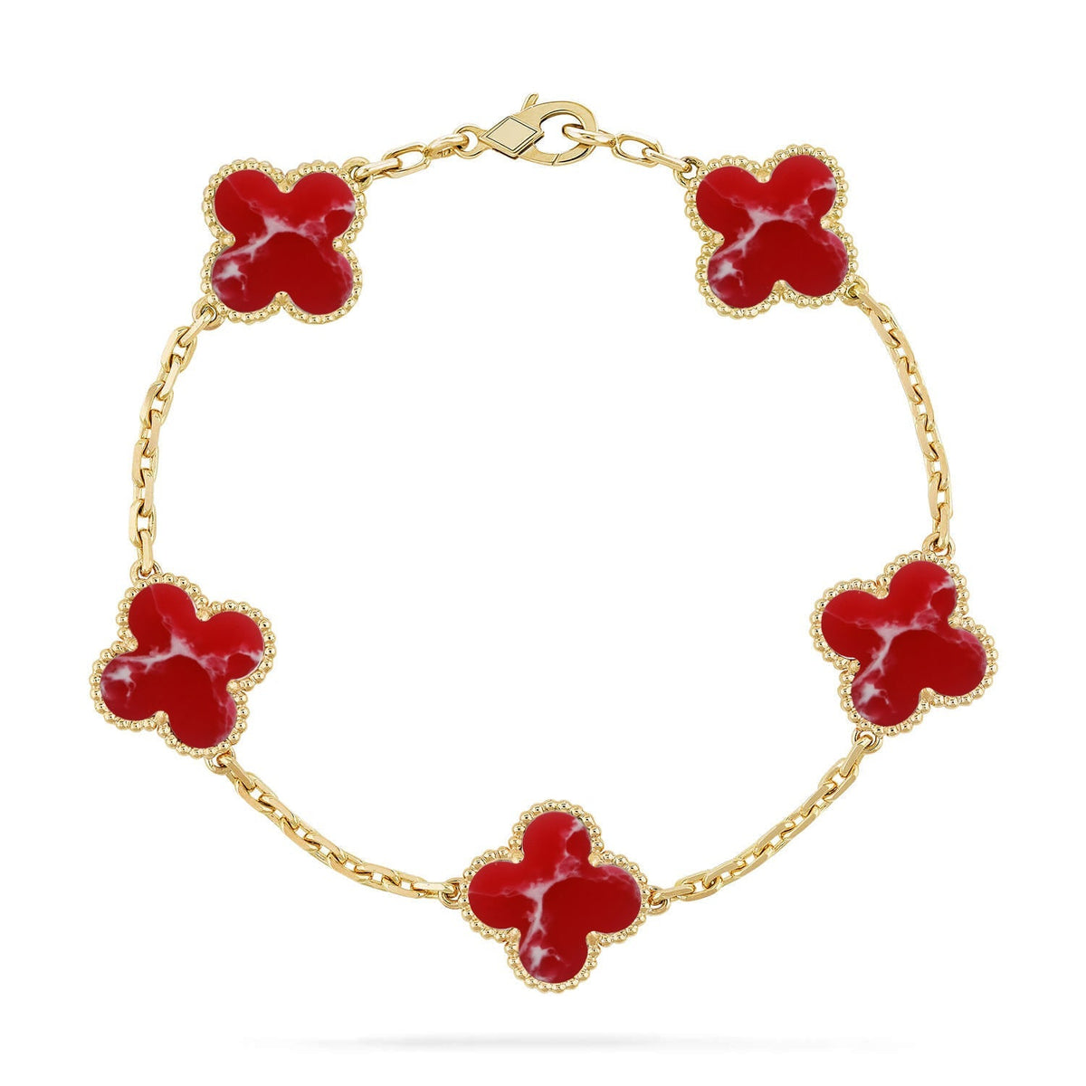 [OAKJURI Jewelry]CLOVER 5 MOTIF RED PATTERN BRACELET COLLECTION