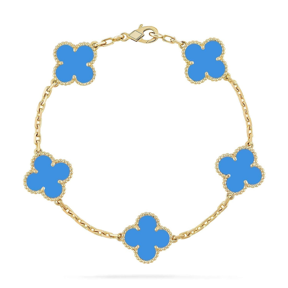[OAKJURI Jewelry] CLOVER 5 MOTIF BLUE AGATE BRACELET COLLECTION