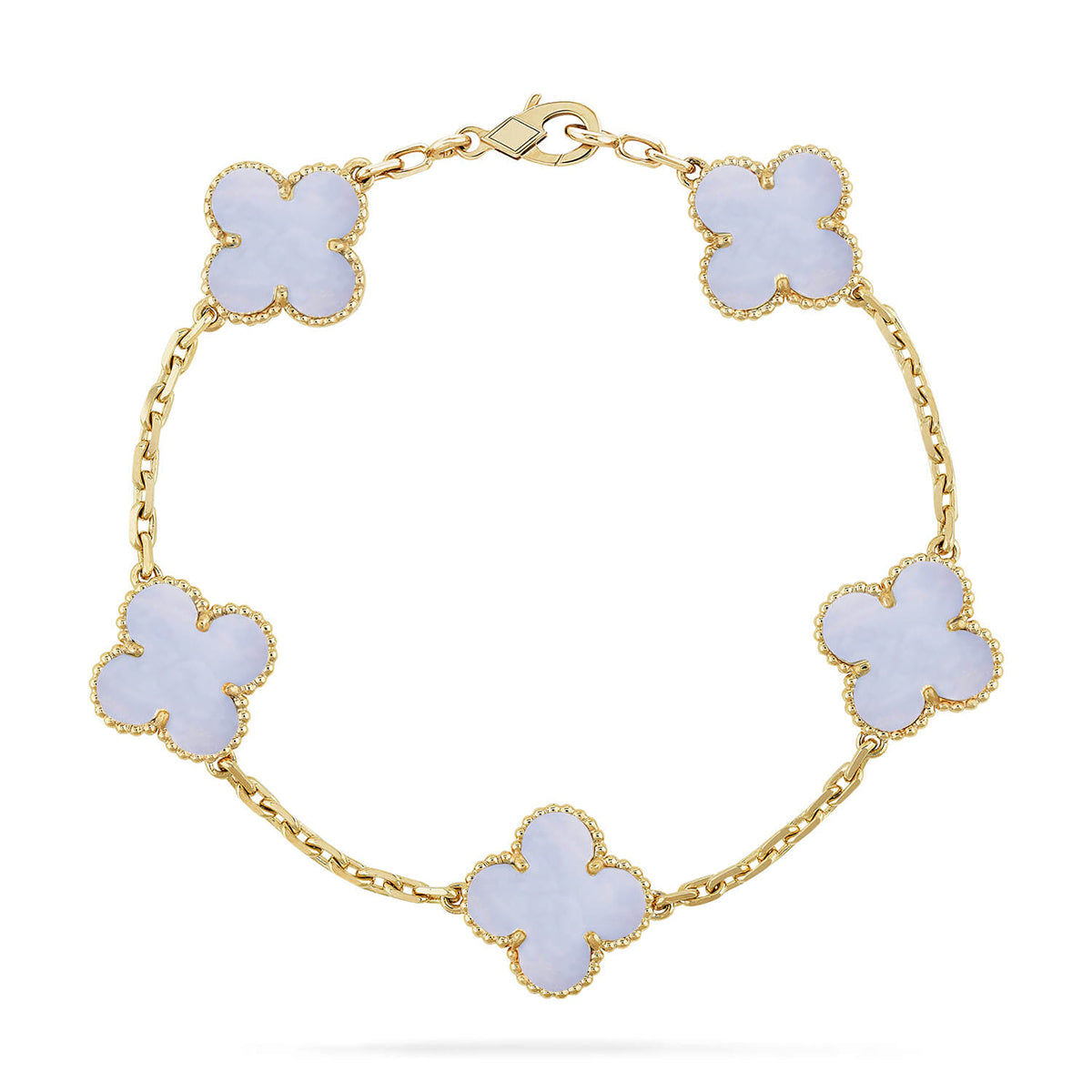 [OAKJURI Jewelry] CLOVER 5 MOTIF PURPLE CHALCEDONY BRACELET COLLECTION