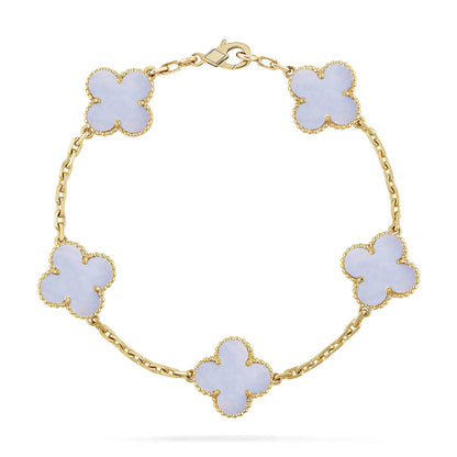 [OAKJURI Jewelry] CLOVER 5 MOTIF PURPLE CHALCEDONY BRACELET COLLECTION