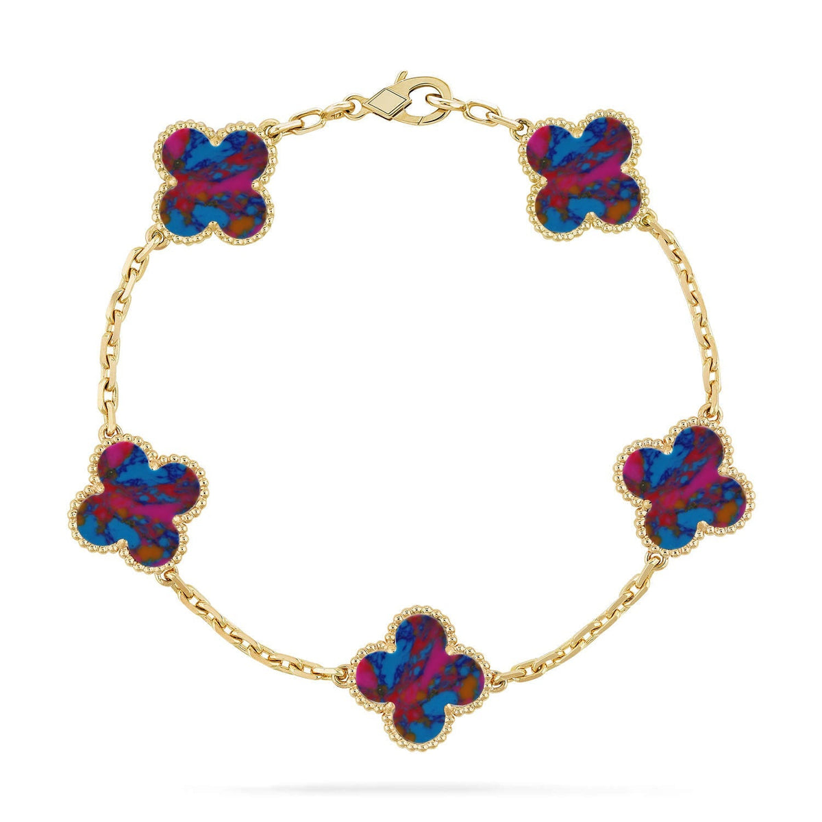 [OAKJURI Jewelry]CLOVER 5 MOTIF COLOR GEMSTONES BRACELET COLLECTION