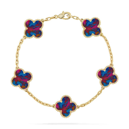 [OAKJURI Jewelry]CLOVER 5 MOTIF COLOR GEMSTONES BRACELET COLLECTION