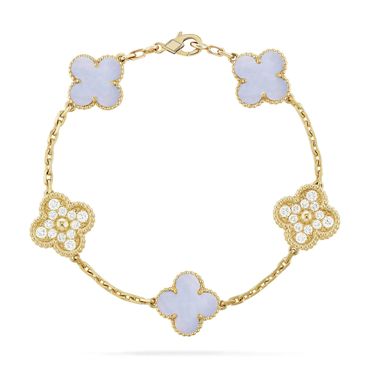 [OAKJURI Jewelry] CLOVER 5 MOTIF PURPLE CHALCEDONY BRACELET COLLECTION