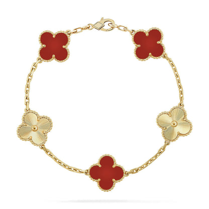 [OAKJURI Jewelry]Clover & Love Diamond-Paved Radiant Line 2-Piece Bracelet Stack Set