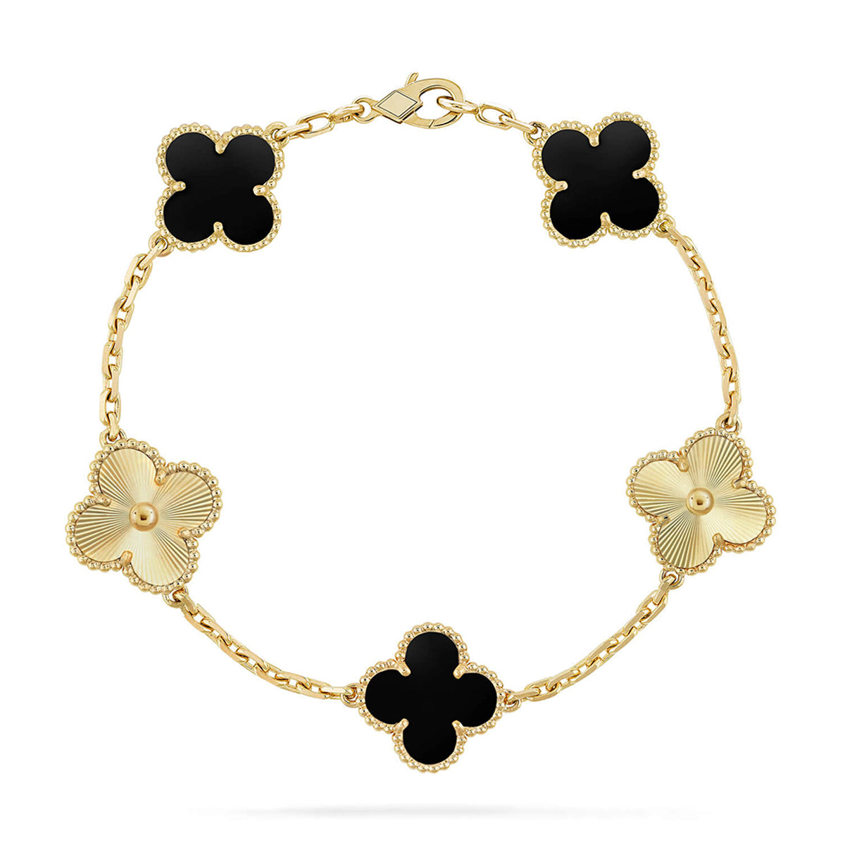 [OAKJURI Jewelry] CLOVER 5 MOTIF ONYXS BRACELET COLLECTION