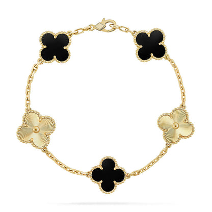 [OAKJURI Jewelry] CLOVER 5 MOTIF ONYXS BRACELET COLLECTION