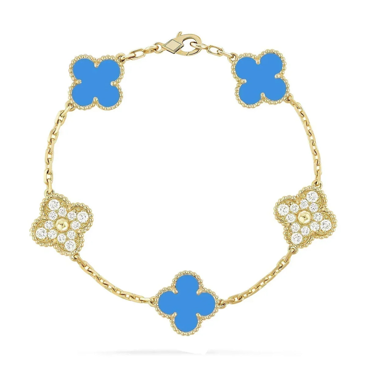 [OAKJURI Jewelry] CLOVER 5 MOTIF BLUE AGATE BRACELET COLLECTION