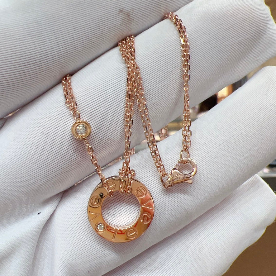 [OAKJURI Jewelry] LOVE NECKLACE 16MM 2 DIAMONDS